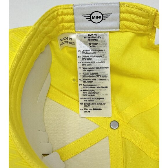 NEW MINI Cooper Cap BMW Group Hat Signet Lemon Yellow Adjustable Unisex One Size - Picture 12 of 14